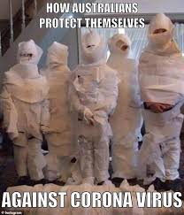 Toilet paper mummies. Toilet paper mummies: "How Australians protect themselves against coronavirus"