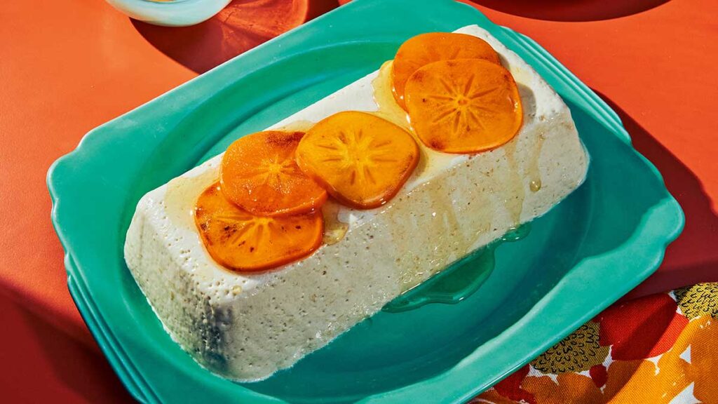 Plate of persimmon panna cotta